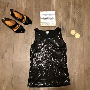 D Signed sparkley sequined black tank top. Size S.